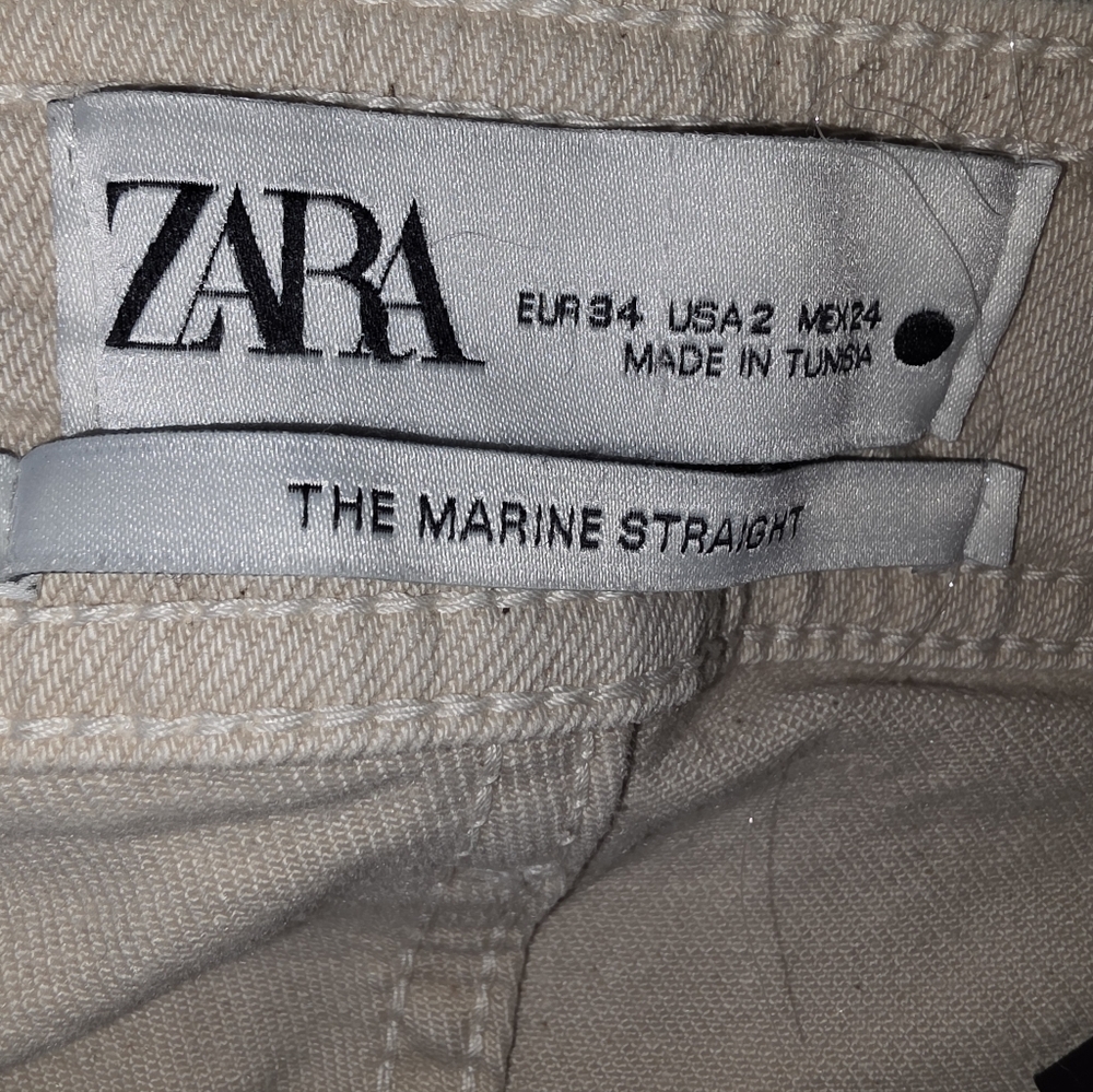 Zara Marine Wide-Leg Flare Jeans Cream Size 2 - Picture 6 of 11
